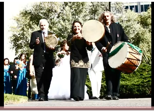 Al 'Azifoon (as a trio: Nathan Craver, Yosifah Rose, and Mark Bell of Helm) performing a Zaffa Wedding Procession for a wedding celebration in June 2010 in Oakland, CA